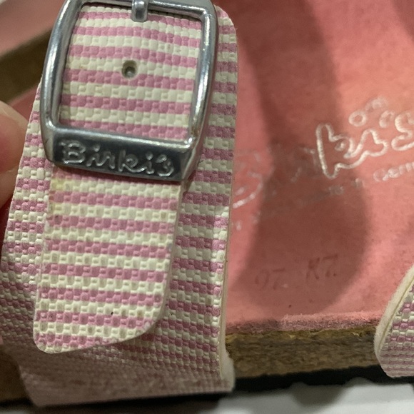 Birkis by BIRKENSTOCK Aziza Pink and White Striped Sandals - Picture 6 of 10